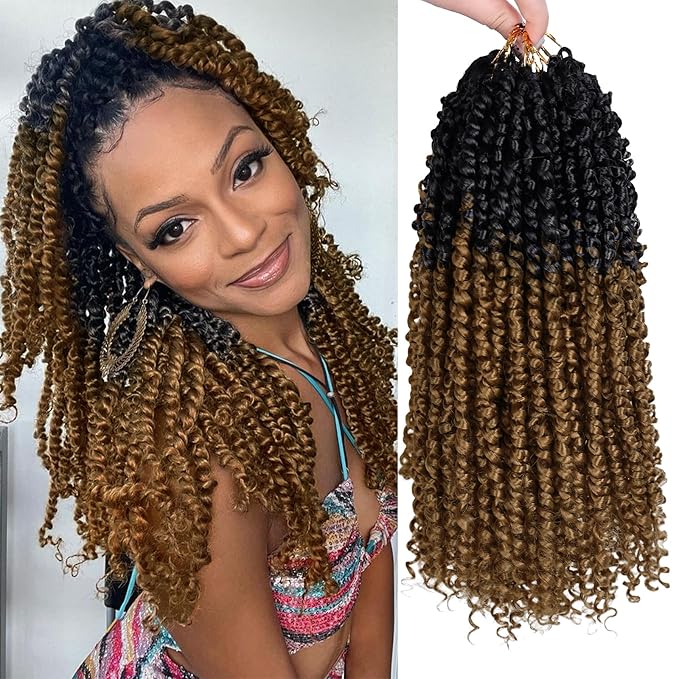 NAYOO Passion Twist Hair - 8 Packs 14 Inch Passion Twist Crochet Hair For Women, Crochet Pretwisted Curly Hair Passion Twists Synthetic Braiding Hair Extensions(14 Inch 8 Packs, OT27)