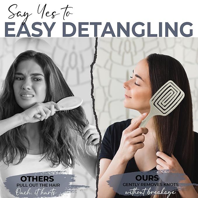 Fiora Naturals Paddle Hair Brush for Thick Hair - Detangler Brush for women - Vented Hairbrush for Gentle Detangling, Best Hair Brush for Wet or Dry Hair