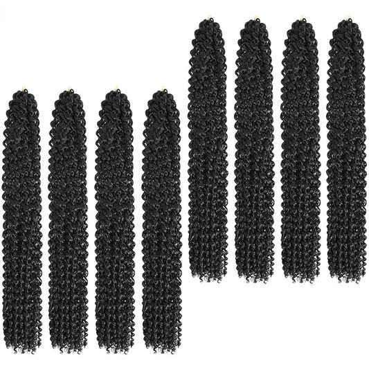 Passion Twist Hair 26 Inch 8 Packs Long Passion Twist Crochet Hair For Women Water Wave Braiding Hair Bohemian Spring Twist Hair Synthetic Hair Extension (26 Inch (Pack of 8), 1B#)