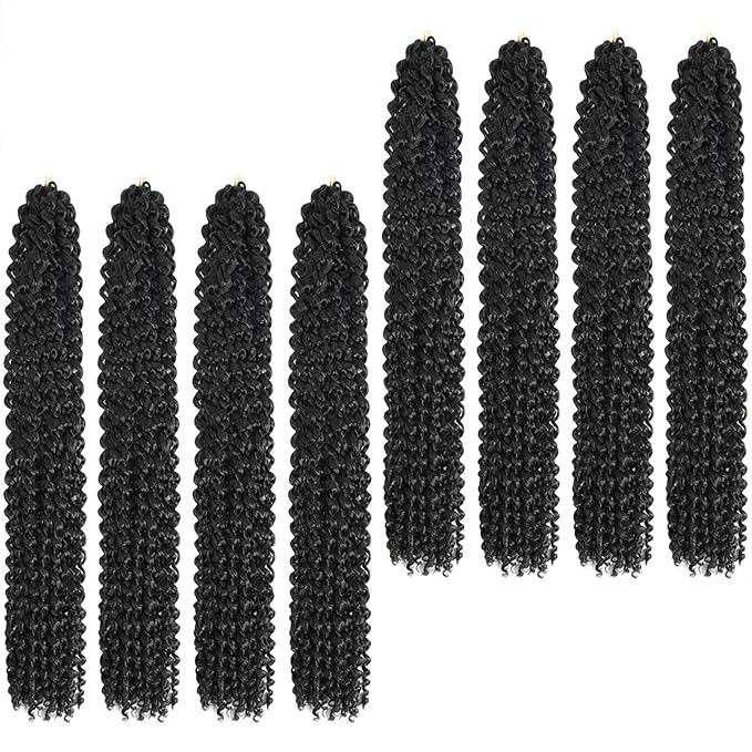 Passion Twist Hair 22 Inch 8 Packs Long Passion Twist Crochet Hair For Women Water Wave Braiding Hair Bohemian Spring Twist Hair Synthetic Hair Extension (22 Inch (Pack of 8), 1B#)