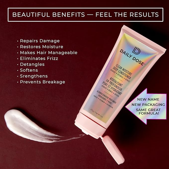 DAILY DOSE Deep Conditioner Hair Mask/Masque - Treatment for Dry, Damaged & Colored Treated Hair - Paraben Free, Phthalates Free, Vegan & Cruelty Free - for All Hair Types