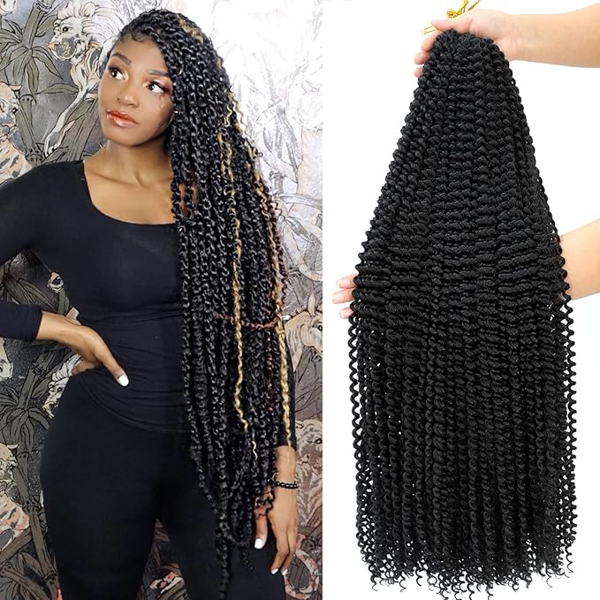 Dansama 7 Packs Passion Twist Hair Water Wave Braiding Hair for Butterfly Style Crochet Braids Bohemian Hair Extensions (30inch (Pack of 7), 1B)