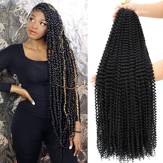 Dansama 7 Packs Passion Twist Hair Water Wave Braiding Hair for Butterfly Style Crochet Braids Bohemian Hair Extensions (30inch (Pack of 7), 1B)