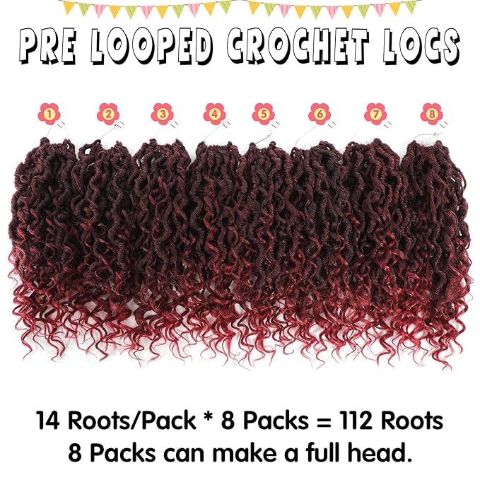 Fulcrum Goddess Locs Crochet Hair 10 Inch, 8 Packs New Faux Locs Crochet Hair for Black Women, Crochet locs with Curly Ends (10Inch (Pack of 8), TBUG#)