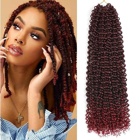 Passion Twist Hair 14 Inch 7 Packs Water Wave Crochet Hair Black Wrap Braiding Hair For Passion Twist Crochet Hair/Butterfly Locs/Spring Twist Crochet Braids Boho Hair Extension (14 Inch, T1B/BG#)