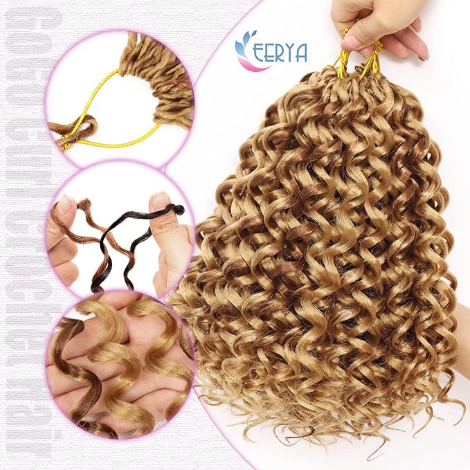 7 Packs GoGo Curl Crochet Hair 10 Inch Short Curly Crochet Hair for Women Water Wave Beach Curl Deep Twist Crochet Braids Synthetic Braiding Hair Extensions (10 Inch, P27/30)