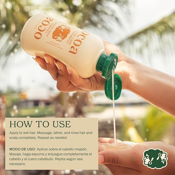 OCOA Beauty Curl Care Shampoo with Apple, Cupuaçu Butter & Apple Cider Vinegar – Curly & Wavy Hair Cleanser - Retains Moisture for Soft, Manageable and Defined Curls – 10oz