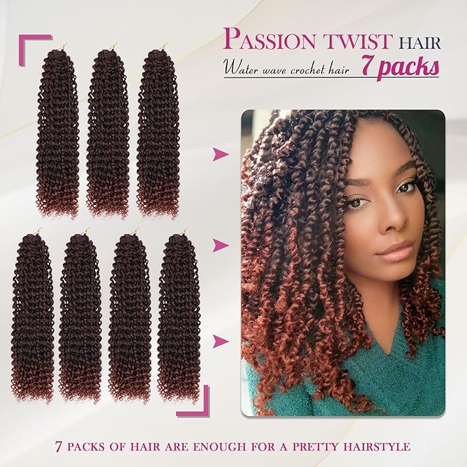 Dansama Passion Twist Hair Water Wave Braiding Hair for Butterfly Style Crochet Braids Bohemian Hair Extensions (18inch (Pack of 7), T1B/350)