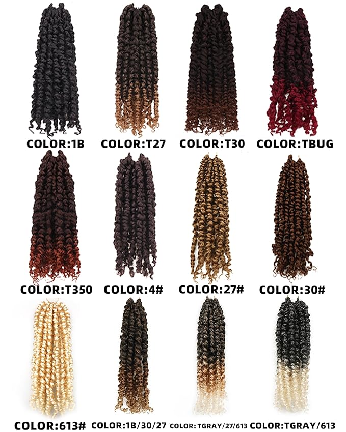 8 Inches 8 Packs Passion Twist Crochet Hair-Mixed Color Combo Pack,Pre-twisted Pre Looped Spring Twist Crochet Hair Extensions For Black Women Braided by Bohemian Curl(8"-8 Packs,1B+T27+T30)