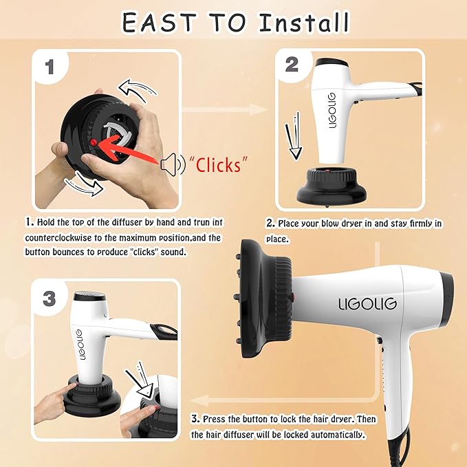 Universal Portable Blow Dryer Diffuser for Curly and Natural Wavy Hair, Hair Dryer Diffuser for Curly and Natural Wavy Hair (Black&Pink)