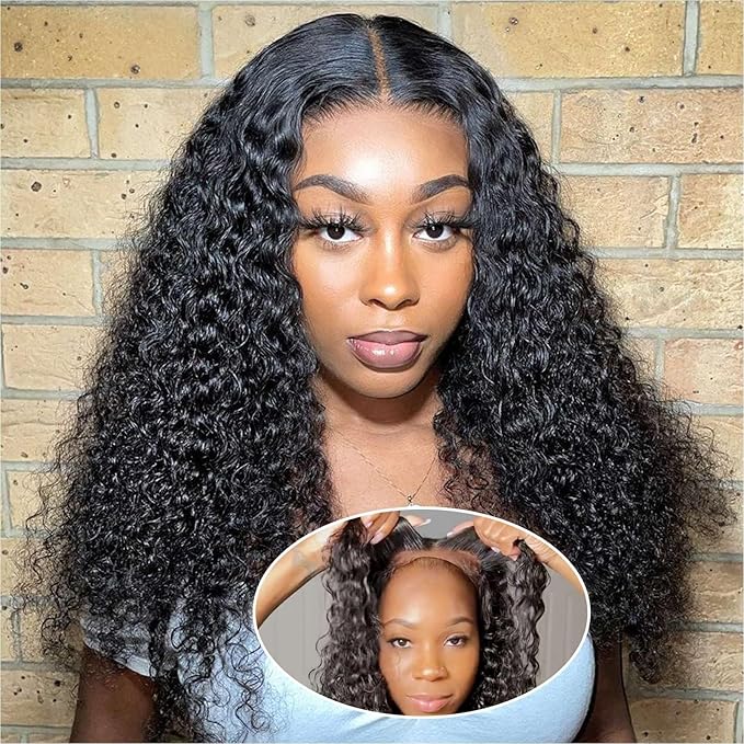 Curly Bob Wig Human Hair Deep Wave 200% Density 5x5 HD Lace Closure Wigs Human Hair Bob Wigs For Black Women Wear And Go Glueless Curly Wig Black Color 18 Inch