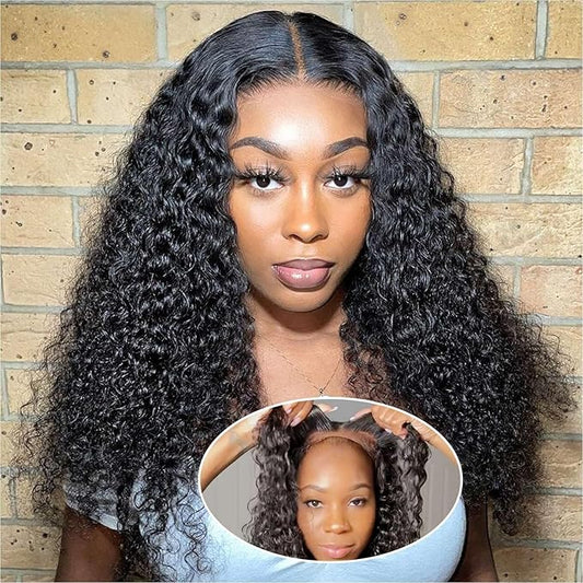 Curly Bob Wig Human Hair Deep Wave 200% Density 5x5 HD Lace Closure Wigs Human Hair Bob Wigs For Black Women Wear And Go Glueless Curly Wig Black Color 18 Inch