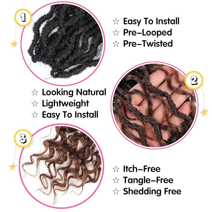 Fulcrum Goddess Locs Crochet Hair 18 Inch, 8 Packs New Faux Locs Crochet Hair for Black Women, Crochet locs with Curly Ends (18Inch (Pack of 8), 1B/4/30#)