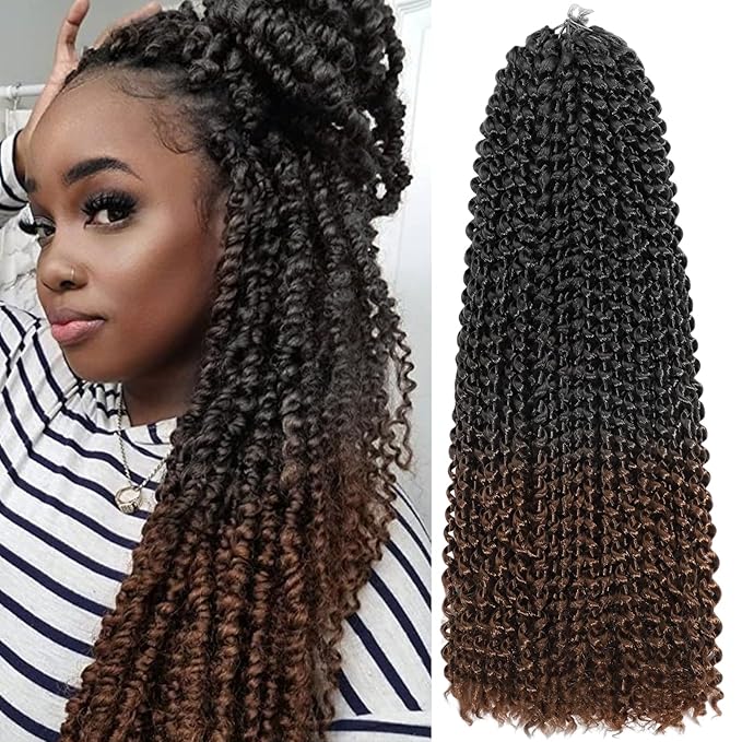 Passion Twist Hair 18 Inch 8 Packs Water Wave Crochet Hair Bohemian Braiding Hair for Boho Locs Pre Looped Crochet Braids Hair for Black Women （T/30#）