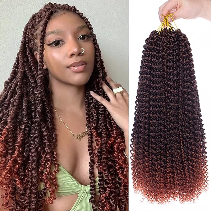 Passion Twist Hair 24 Inch 6 Packs Water Wave Crochet Hair Passion Twist Crochet Hair Synthetic Hair Extensions for Women(24Inch, T350#）