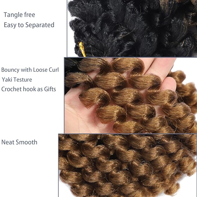 Short Jamaican Bounce Crochet Hair 3 Packs 2X Ringlet Wand Curl Crochet Hair 8 Inch Curly Crochet Braiding Hair 60 Roots