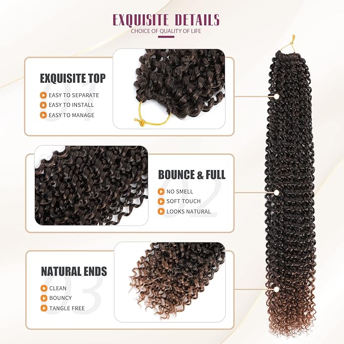 Dansama Passion Twist Hair Water Wave Braiding Hair for Butterfly Style Crochet Braids Bohemian Hair Extensions (24inch (Pack of 7), T1B/30)