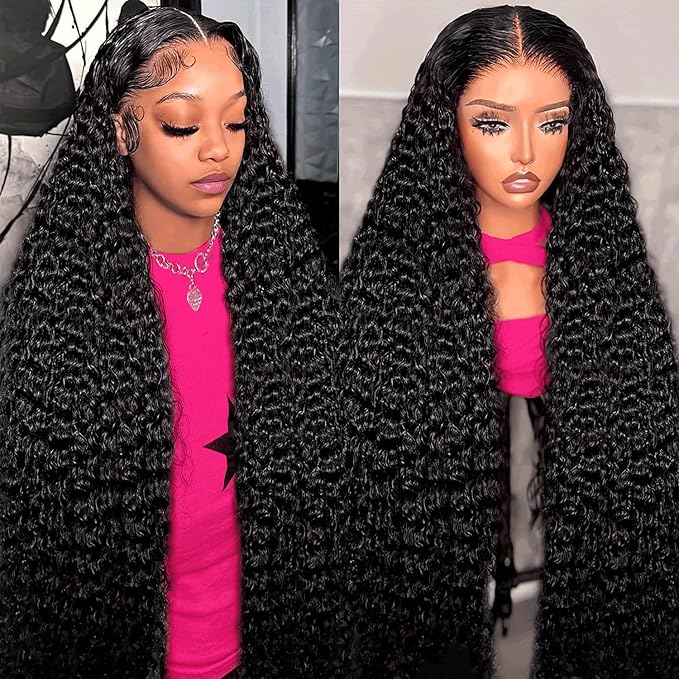 30 Inch Deep Wave Lace Front Wigs Human Hair 200% Density 13x6 HD Transparent Deep Curly Lace Front Wigs for Women Pre Plcked Glueless Wigs with Baby Hair