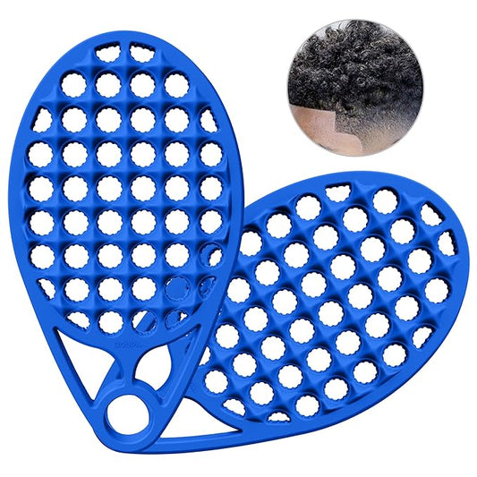 KOUPA Magic Silicone Curly Hair Brush, One Piece Twist Curl Comb for Afro Curls, Washable Hair Tool for Men Women, Blue, 2 Pieces