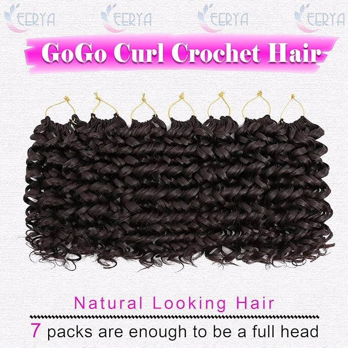 7 Packs GoGo Curl Crochet Hair 8 Inch Short Curly Crochet Hair for Women Deep Wave Beach Curl Crochet Braids Synthetic Braiding Hair Extensions(8 Inch, #4)
