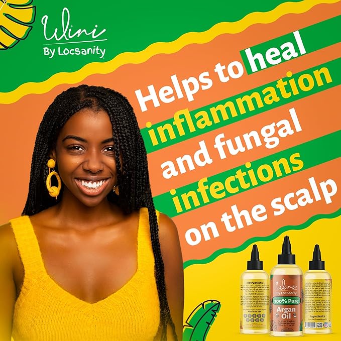 Locsanity Wini Pure 100% Cold Pressed Organic Argan Oil for Hair and Body | Non-GMO | Unscented - 4 fl oz: Moisturizing Oil for Hair Growth, Skin Hydration, Nail Care & Frizz Control