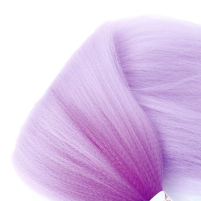 Ombre Purple Braiding Hair Pre Stretched 24 Inch 3 Packs Light Lavender braiding hair Purple to Braiding Hair for Box Braids Twists Locs Soft Yaki Texture Hot Water Setting (#Purple/Light Purple)