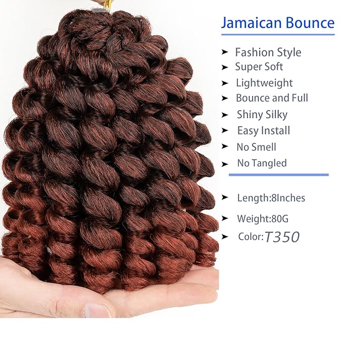 Short Jamaican Bounce Crochet Hair 5 Packs 2X Ringlet Wand Curl Crochet Hair 8 Inch Curly Crochet Hair Extensions Curly Crochet Braiding Hair 100 Roots