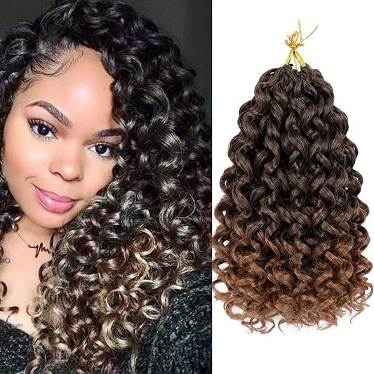 7 Packs GoGo Curl Crochet Hair 8 Inch Short Curly Crochet Hair for Women Deep Wave Beach Curl Crochet Braids Synthetic Braiding Hair Extensions(8 Inch, T30)