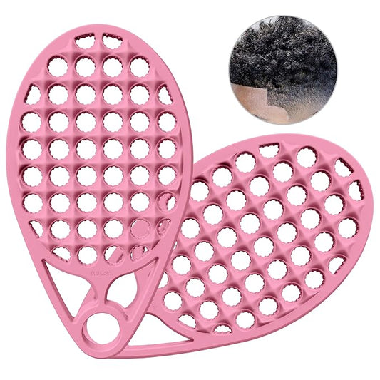 KOUPA Magic Silicone Curly Hair Brush, One Piece Twist Curl Comb for Afro Curls, Washable Hair Tool for Men Women, Pink, 2 Pieces