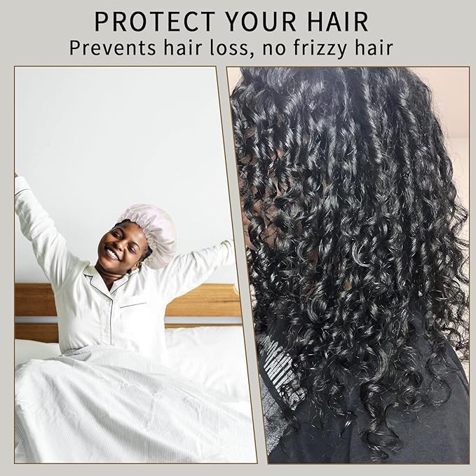 RedJoe 22 Momme 100% Mulberry Silk Bonnet Hair Wrap for Sleeping, Adjustable Silk Scrunchies Sleep Cap for Women Men Hair Care, Head Scarf Night Caps with Elastic Stay On Head, 1Pc(Beige,Beige)