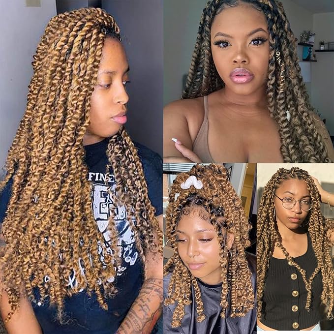 Ubeleco Blonde Passion Twist Hair,10 Inch Water Wave Crochet Hair For Women Short Passion Twist Crochet Hair Passion Twists Braiding Hair Curly Braiding Hair Extensions (10 Inch (Pack of 2), #27)