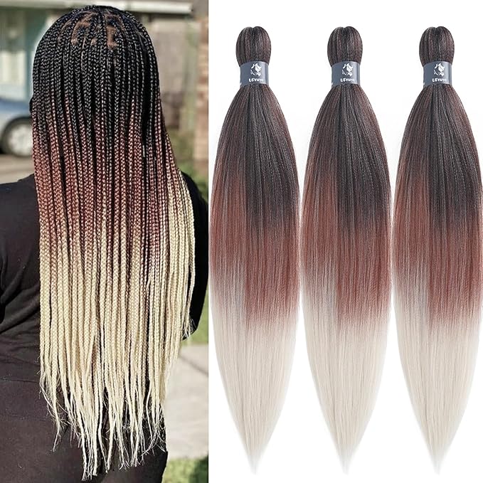 1B/350/613 Blonde Ombre Braiding Hair Pre Stretched Kids Kanekalo Braiding Hair Extensions for Braiding Box Braids Knotless Prestretched Pre Sectioned Braiding Hair Ombre 26 inch