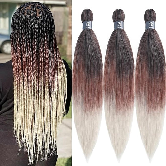 1B/350/613 Blonde Ombre Braiding Hair Pre Stretched Kids Kanekalo Braiding Hair Extensions for Braiding Box Braids Knotless Prestretched Pre Sectioned Braiding Hair Ombre 26 inch