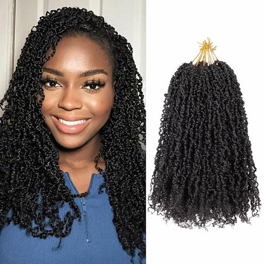 18 Inch Pre-Looped Yanky Twist Crochet Hair, 30 Strands/Pc, Mini Passion Twists, Senegalese Braiding Hair (Natural Black, 8 Pcs/Pack)