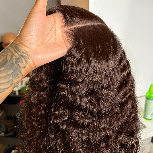 250% Density SKINLIKE Real HD Lace Wig, 13x6 Full Frontal 0.10mm Ultra-thin HD Lace Front Wigs Human Hair Pre-Plucked Bleached Knots Invisible Lace Chocolate Brown Deep Wave Human Hair Wigs 24 Inch
