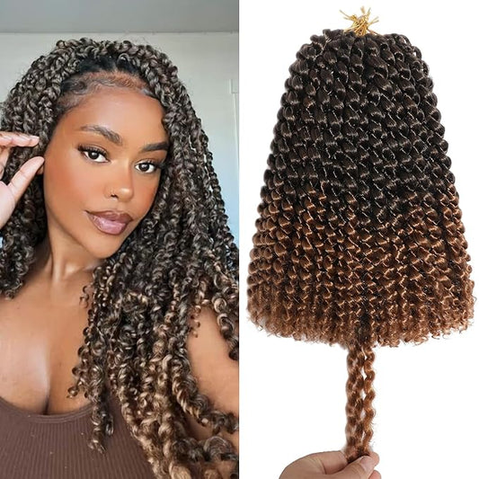 8 Inch Passion Twist Crochet Hair for Women 9 Packs 1b30 Color Water Wave Short Twist Crochet Hair Curly Pre-looped Braiding Hair Extensions For Butterfly Locs Braids