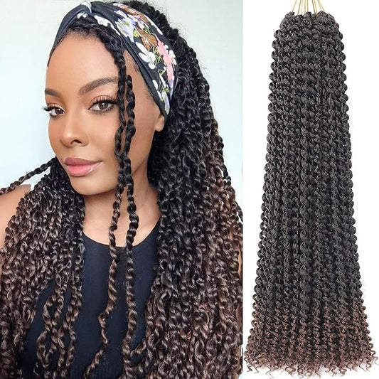 Ombre Brown Passion Twist Hair 24 Inch 5 Packs Passion Twist Braiding Hair Water Wave Crochet Hair For Black Women Passion Twist Crochet Hair/Butterfly Locs/Spring Twist Crochet Braids(24in,T30)