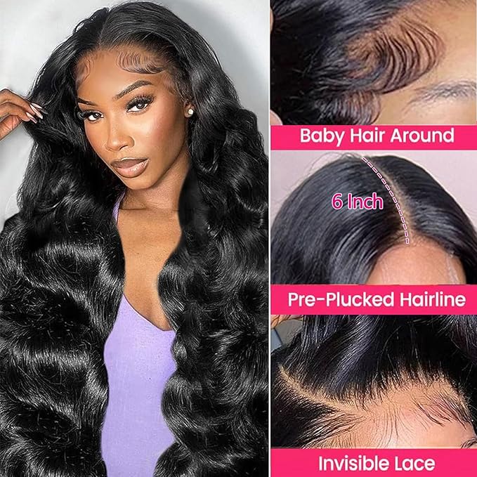 12A Body Wave Bundles with 2x6 Closure Human Hair 24 26 28+20 Inch Brazilian Virgin Body Wave Human Hair Weave 3 Bundles with 2x6 HD Lace Closure