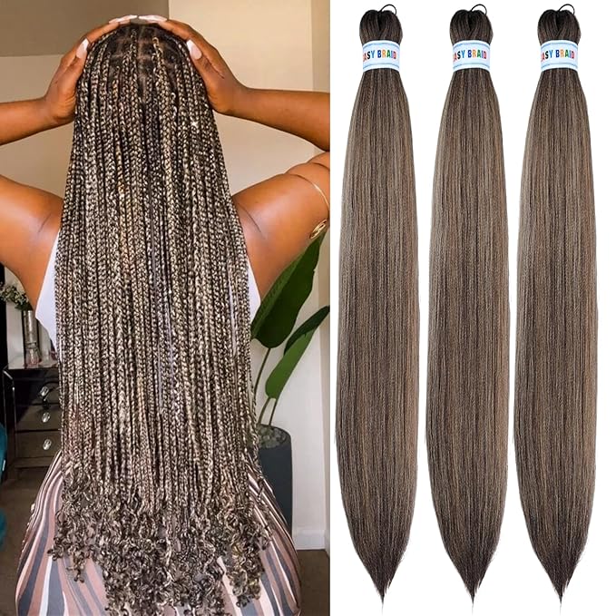 Ash Brown Pre stretched Yaki Braiding Hair Knotless Braiding Hair for Ez Braids