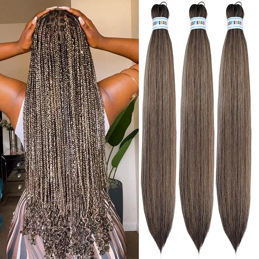 Ash Brown Pre stretched Yaki Braiding Hair Knotless Braiding Hair for Ez Braids