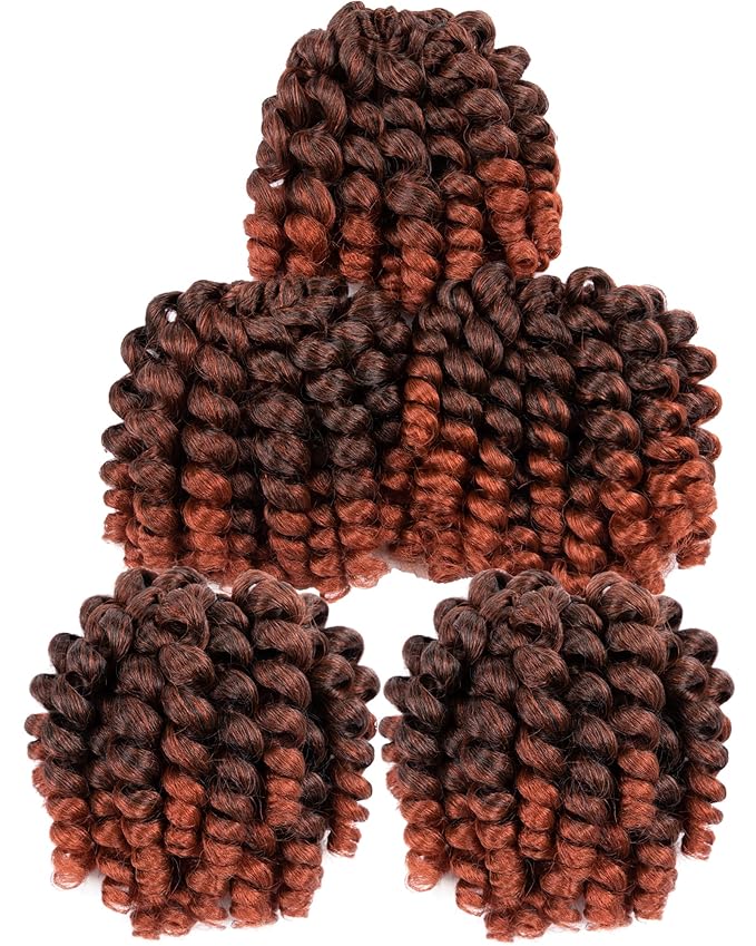 Short Jamaican Bounce Crochet Hair 5 Packs 2X Ringlet Wand Curl Crochet Hair 8 Inch Curly Crochet Hair Extensions Curly Crochet Braiding Hair 100 Roots
