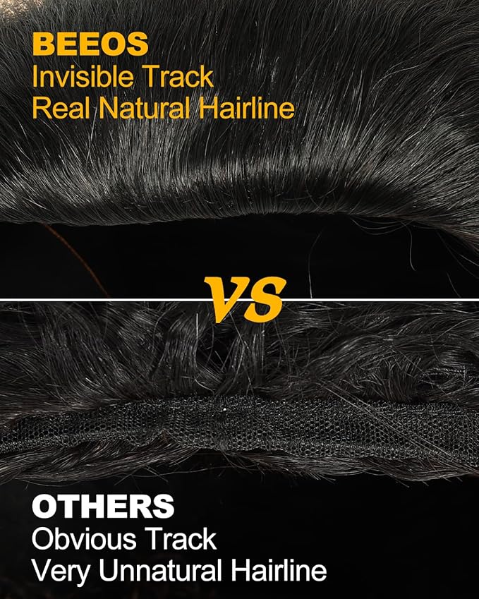 BEEOS Human Hair Half Wig Kinky Straight 16 Inch, 180% Density No Tangle or Shed Drawstring Glueless Half Wigs for Women, Seamless Flip Over Beginner Friendly