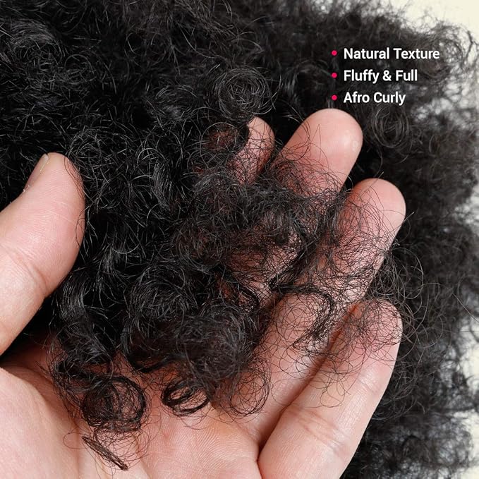 GLAM21USA Afro Puff Drawstring Ponytail Retro Kinky Curly Ponytail Wig Clip in Bun Hair Piece for Black Women Synthetic Hair Extension (MEDIUM, 4 (Medium Dark Brown))