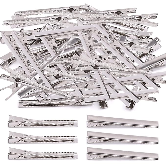 200Pcs 2.95 inch / 7.5 cm Alligator Hair Clips Bulk Silver Single Prong Hair Clips For Bows Making Hair Pins For Sectioning Hair Styling And Sectioning Hairdressing DIY Crafts