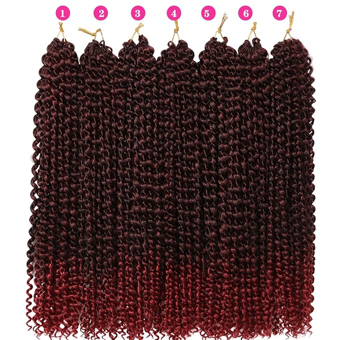 Ubeleco Passion Twist Hair, 7 Packs 30 Inch Water Wave Crochet Hair Passion Twist Crochet Hair for Black Women Long Bohemian Hair Passion Twist Braiding Hair Extensions (1B/Bug)