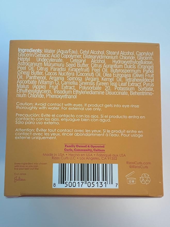 Rizos Curls Vitamin C Hair Repair Mask, Deeply Moisturizes & Hydrates, Softens & Minimize Frizz while Adding Shine, For Dry Damaged Hair, Infused with Shea Butter, 10 oz