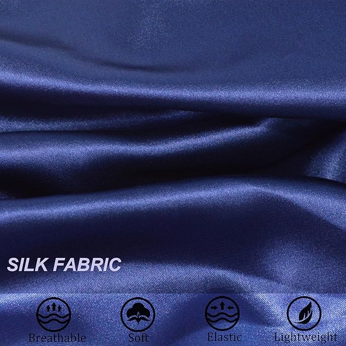 Silk Bonnet for Sleeping Satin Bonnets Double Layer Reversible Hair Cap Bonnet for Women Long Curly Braid Hair (Navy)