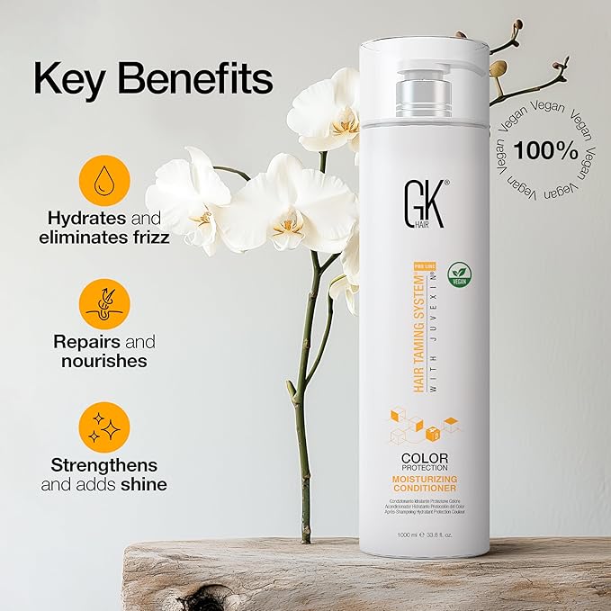 GK HAIR Moisturizing Conditioner Colored Hair Treated for Dry Damaged Repair Curls Intense Hydration Strengthening Frizz Control Keratin Treatment Argan Oil Paraben, Phthalate & Sulfate Free 33.8 OZ
