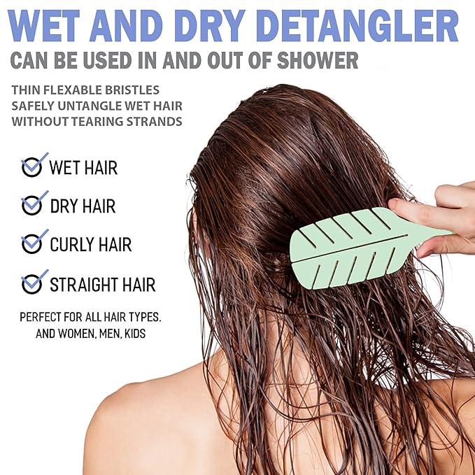 Detangler Brush by Fiora Naturals - 100% Bio-Friendly Detangling brush w/Ultra-Soft Bristles - Glide Through Tangles with Ease - For Curly, Fine, Black Natural, Women, Men, Kids - Dry and Wet Hair