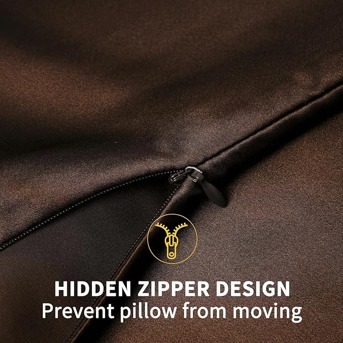 ZIMASILK 100% Pure Mulberry Silk Pillowcase for Hair and Skin Health,Soft and Smooth,Both Sides Premium Grade 6A Silk,600 Thread Count,with Hidden Zipper,1pc (King 20''x36'',Chocolate)